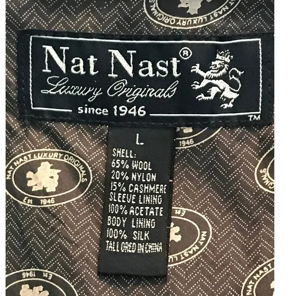 Nat Nast Jacket Blazer Large Mens Wool Olive Green Cashmere Silk Fall Winter L